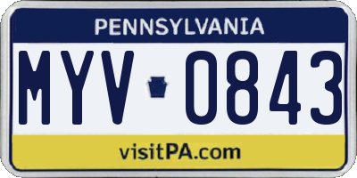 PA license plate MYV0843