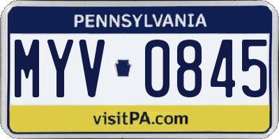 PA license plate MYV0845
