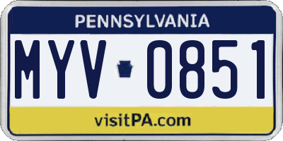 PA license plate MYV0851