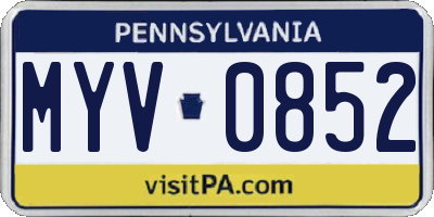 PA license plate MYV0852