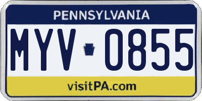PA license plate MYV0855