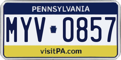 PA license plate MYV0857