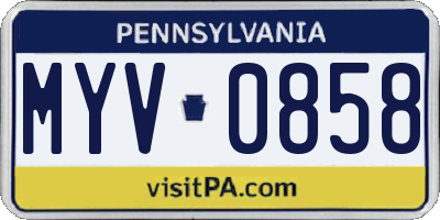 PA license plate MYV0858