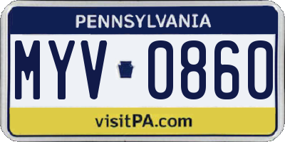 PA license plate MYV0860