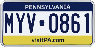 PA license plate MYV0861