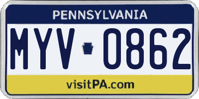 PA license plate MYV0862