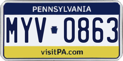 PA license plate MYV0863