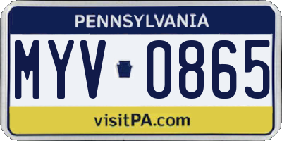 PA license plate MYV0865