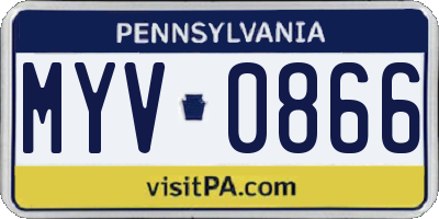 PA license plate MYV0866