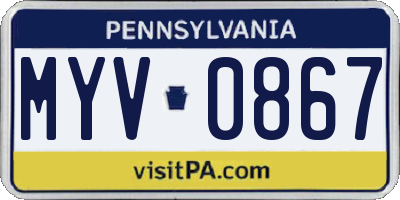 PA license plate MYV0867