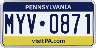 PA license plate MYV0871