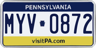 PA license plate MYV0872