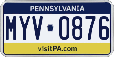 PA license plate MYV0876