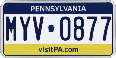 PA license plate MYV0877