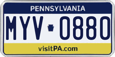 PA license plate MYV0880