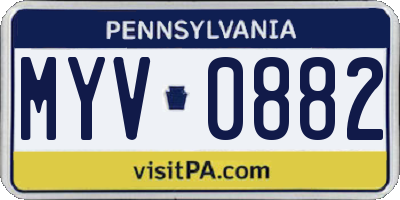PA license plate MYV0882