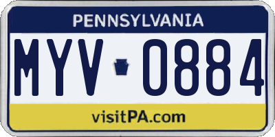 PA license plate MYV0884