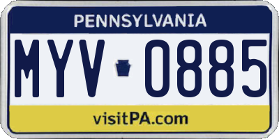 PA license plate MYV0885