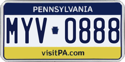 PA license plate MYV0888