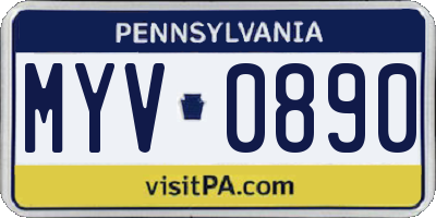 PA license plate MYV0890