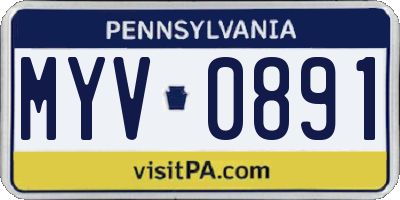 PA license plate MYV0891