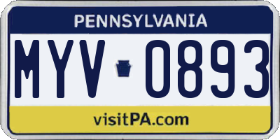 PA license plate MYV0893