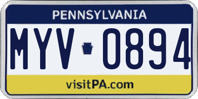 PA license plate MYV0894