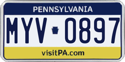 PA license plate MYV0897