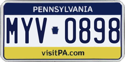 PA license plate MYV0898