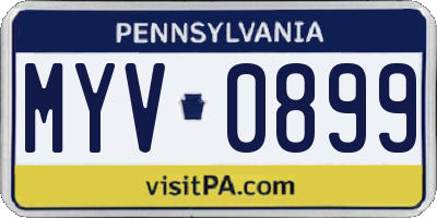 PA license plate MYV0899