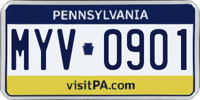 PA license plate MYV0901