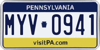 PA license plate MYV0941