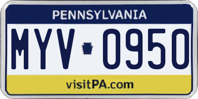 PA license plate MYV0950
