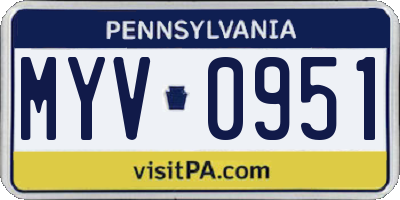 PA license plate MYV0951