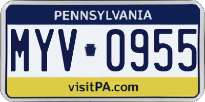 PA license plate MYV0955
