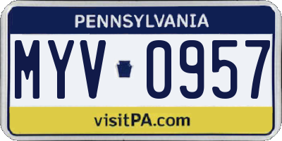 PA license plate MYV0957