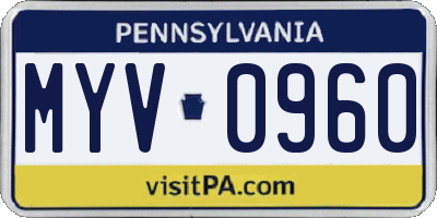 PA license plate MYV0960