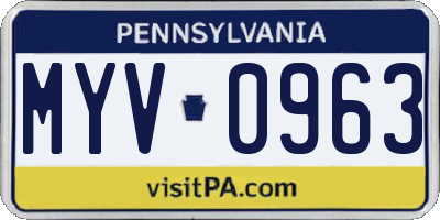 PA license plate MYV0963