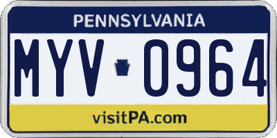 PA license plate MYV0964