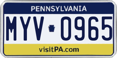 PA license plate MYV0965
