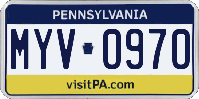 PA license plate MYV0970