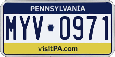 PA license plate MYV0971