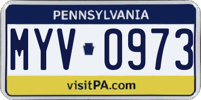 PA license plate MYV0973