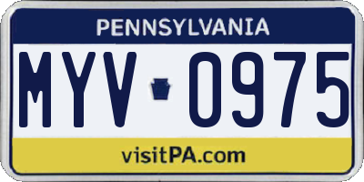 PA license plate MYV0975