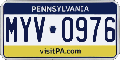 PA license plate MYV0976
