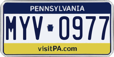 PA license plate MYV0977