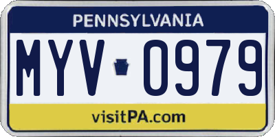 PA license plate MYV0979