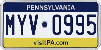 PA license plate MYV0995