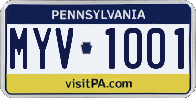 PA license plate MYV1001