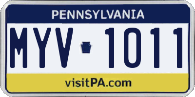 PA license plate MYV1011